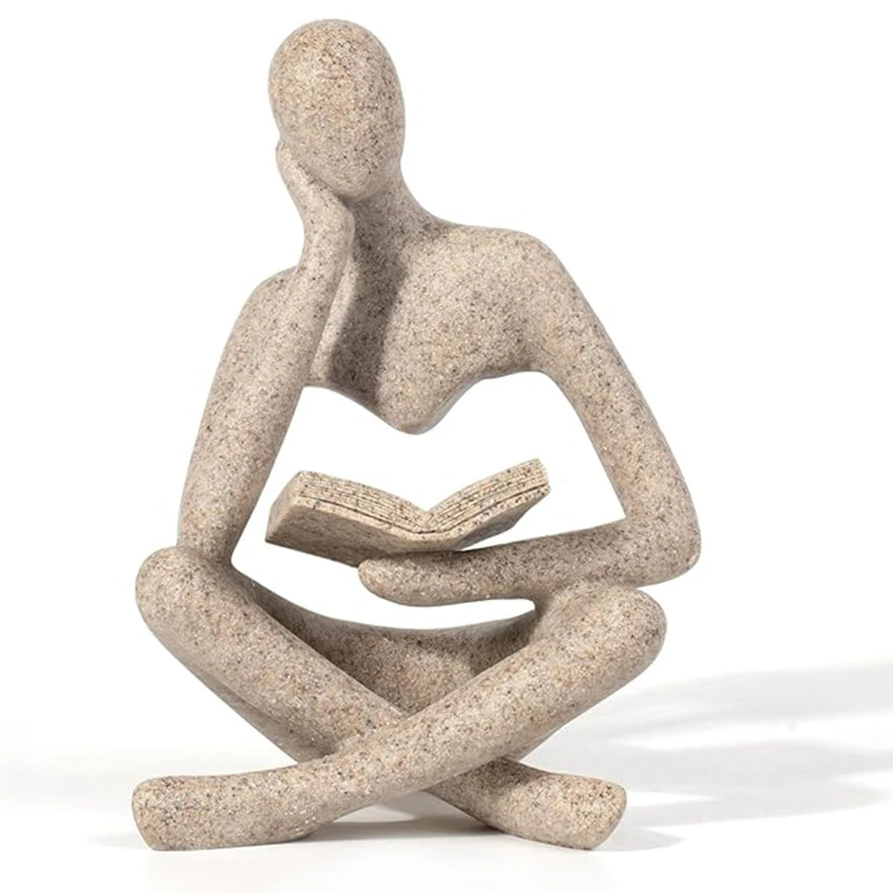 Abstract Thinker Sculpture Resin Figurine Bookshelf Home Decor