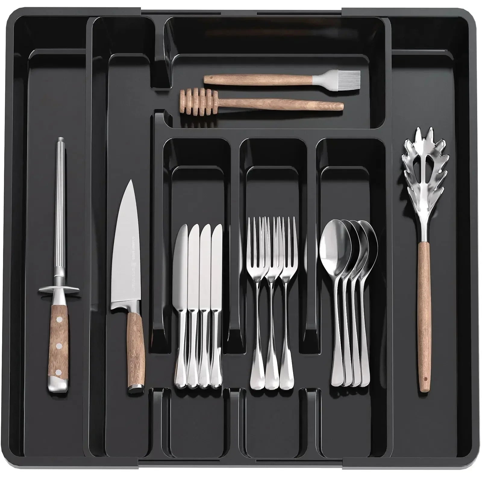 Adjustable Kitchen Drawer Organizer Tray for Cutlery and Utensils