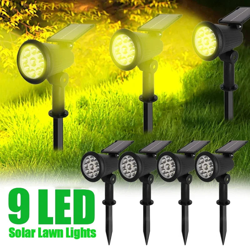 9 LED Solar Spotlight Outdoor Waterproof Adjustable Garden Light