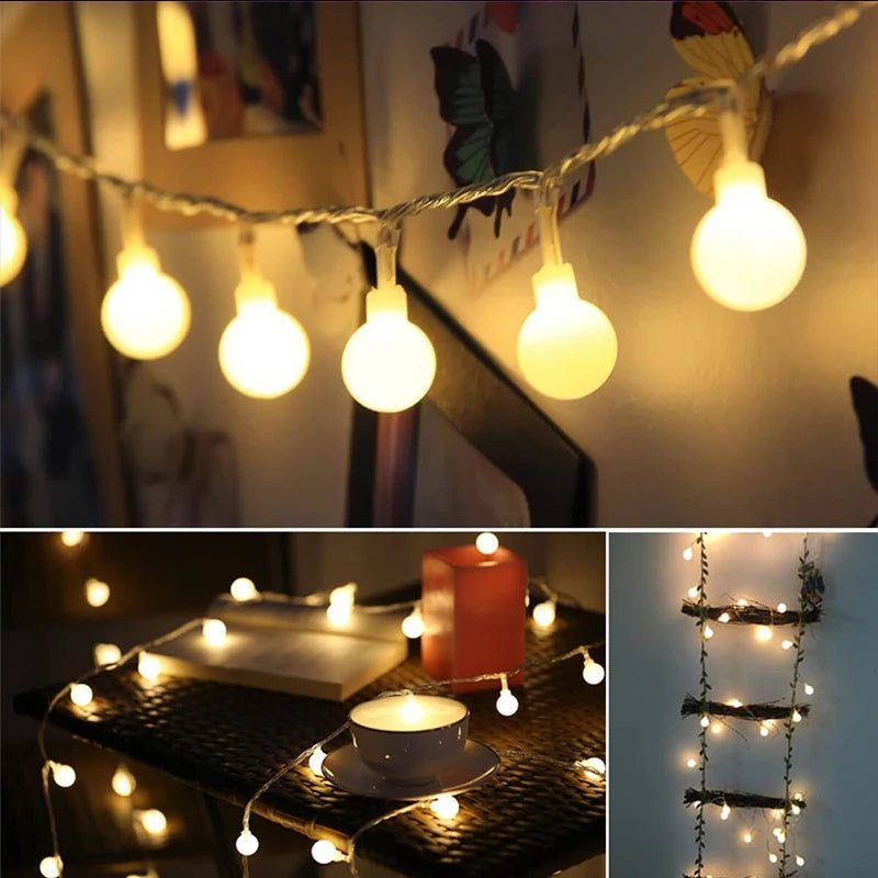 USB LED Festoon String Lights Waterproof Ball Fairy Lights