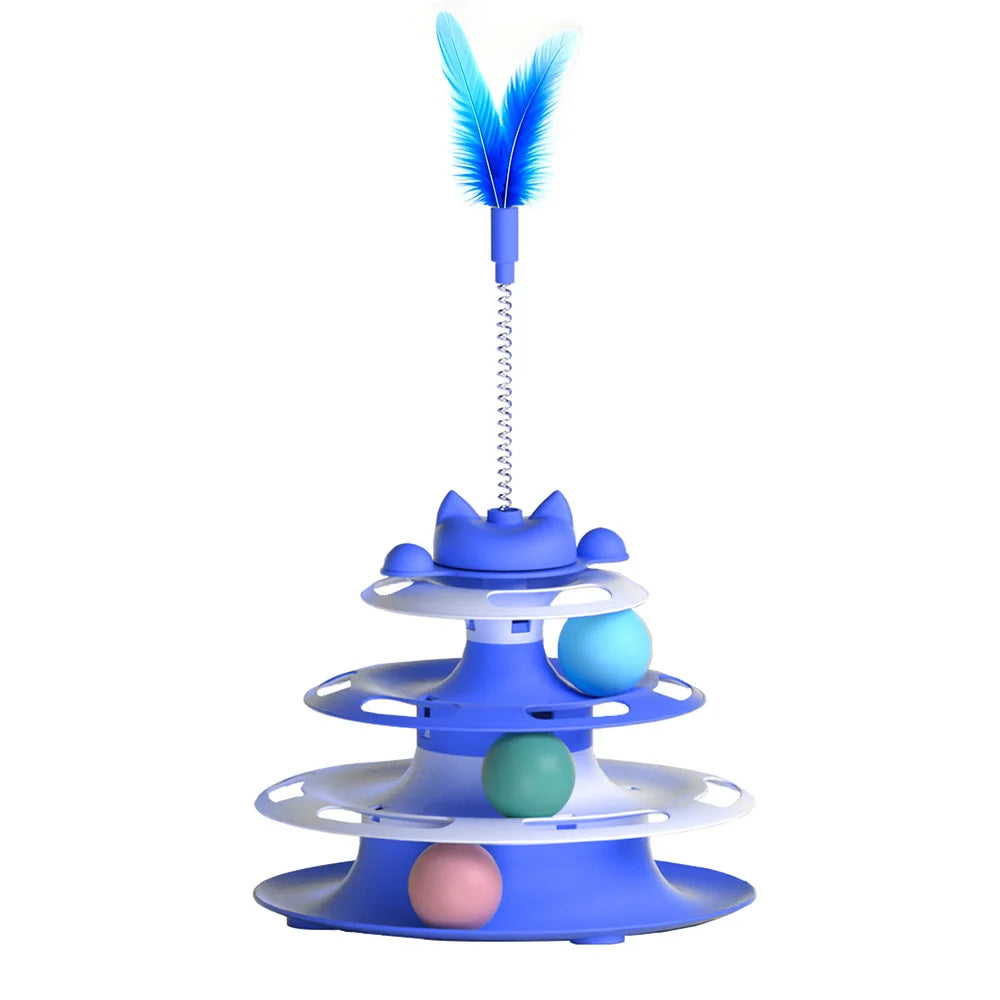 Interactive Cat Turntable Toy with Teaser Wand and Balls
