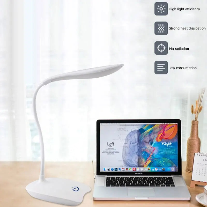 USB Rechargeable LED Desk Lamp Eye Protection Reading Light