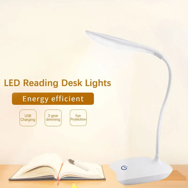 USB Rechargeable LED Desk Lamp Eye Protection Reading Light