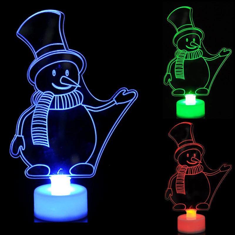 LED Snowman Mini Night Light Colorful Flashing Christmas Party Lamp