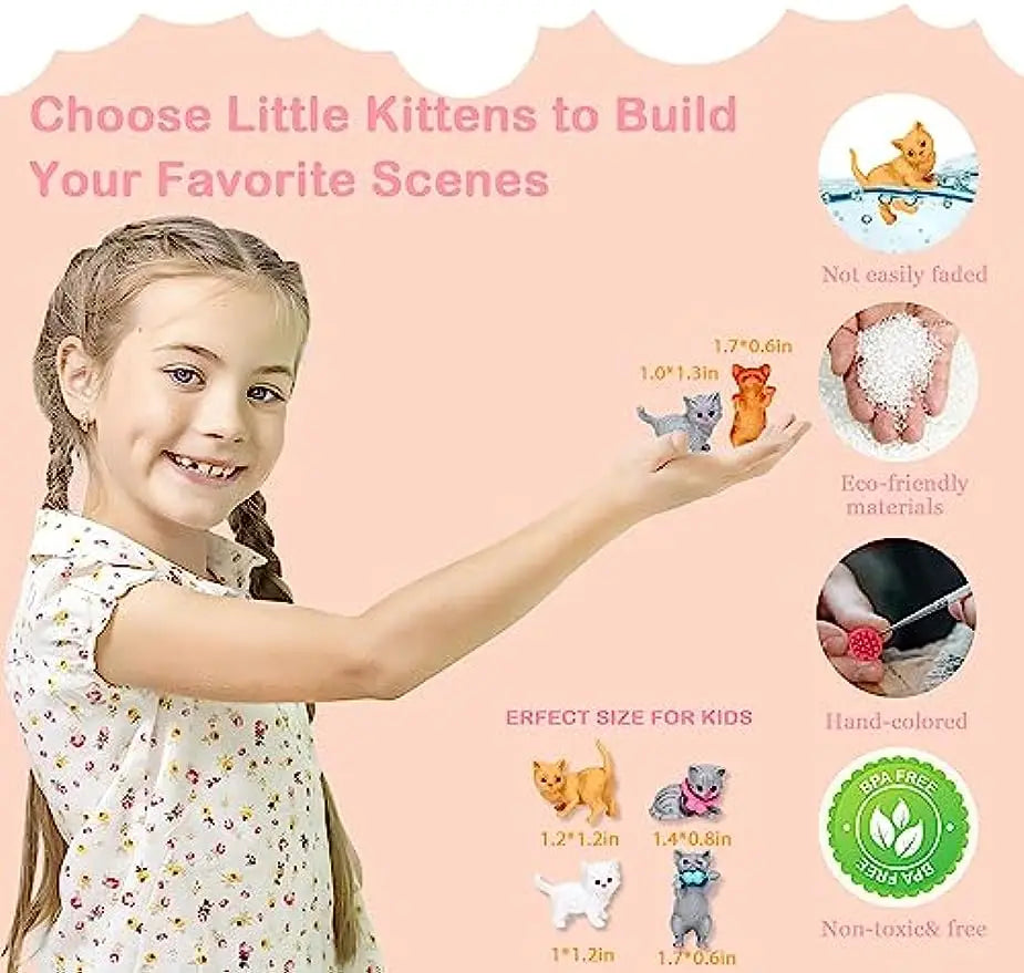 Kids Cat Pretend Play Toy Set Interactive Cat Care Center
