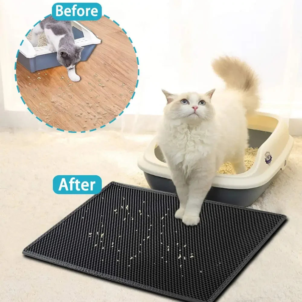 Double Layer Cat Litter Mat Waterproof Non Slip Washable Pad