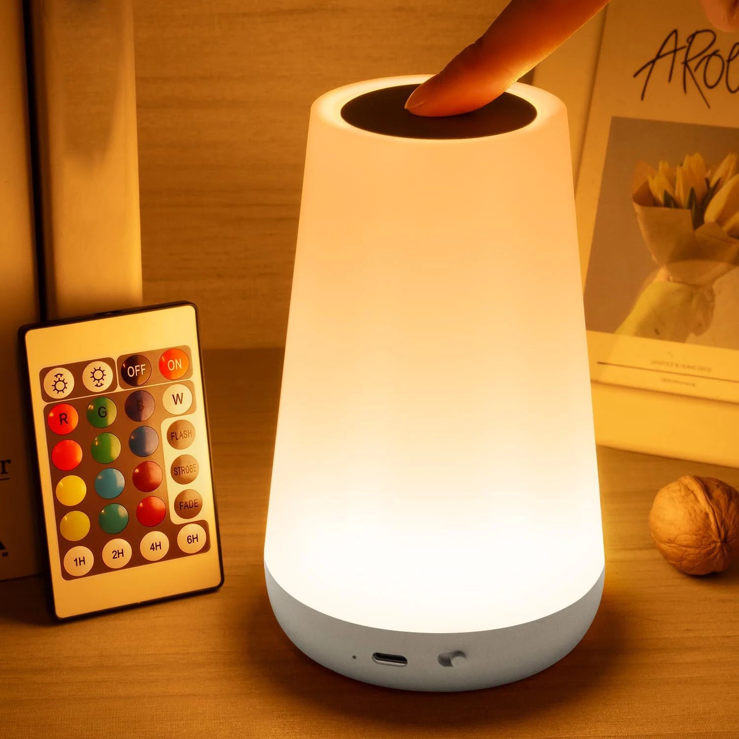 RGB Color Changing LED Night Light USB Rechargeable Touch Lamp