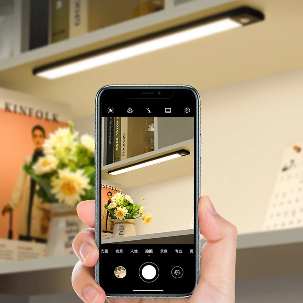 LED Motion Sensor Bar Light USB Rechargeable Cabinet Night Light