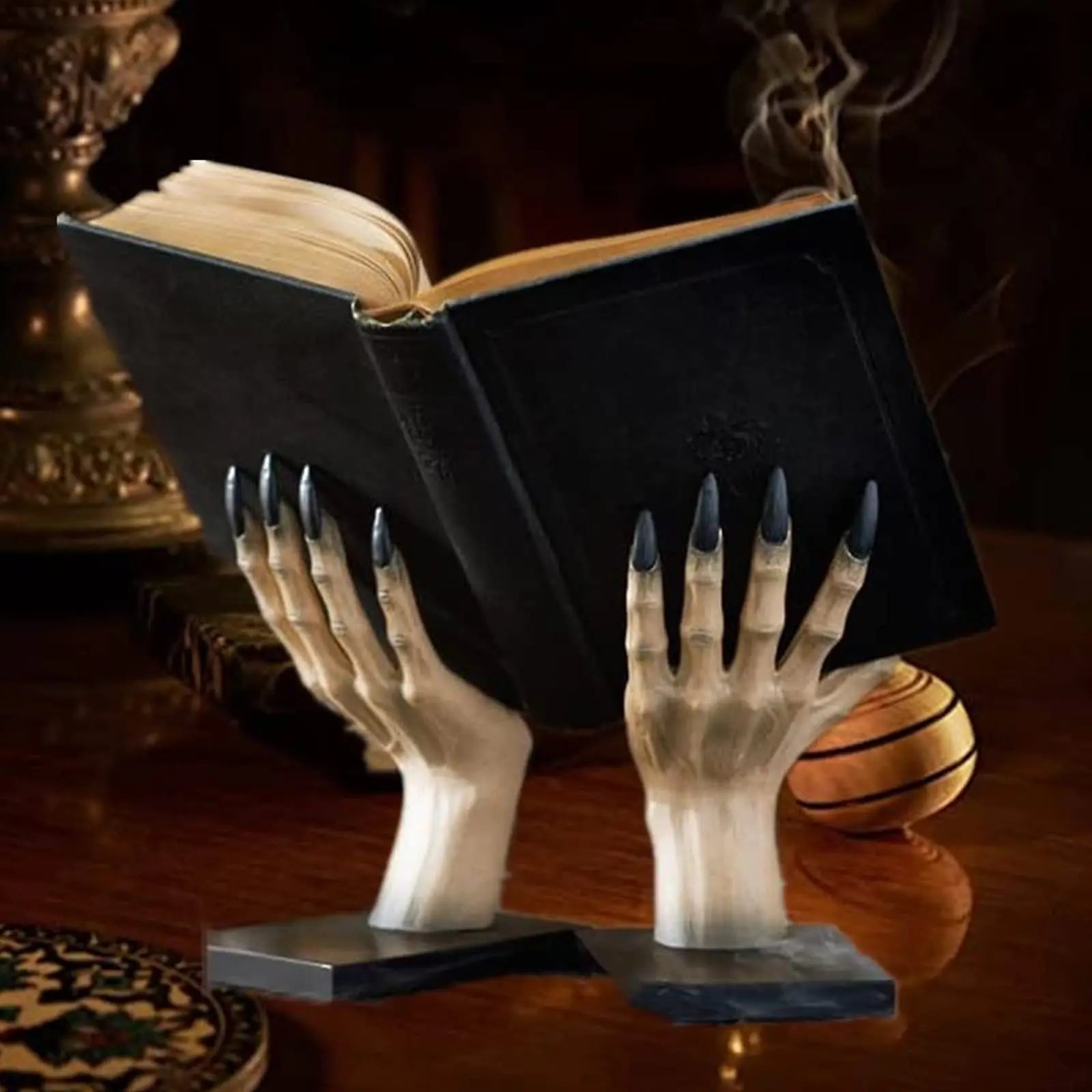 Gothic Halloween Monster Hand Bookends Spooky Shelf Decor