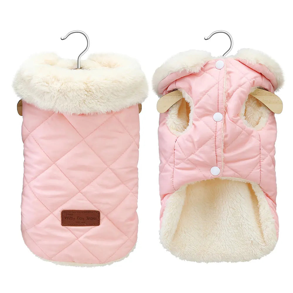 Warm Chihuahua Dog Winter Coat Fur Collar Jacket for Small Dogs and Cats