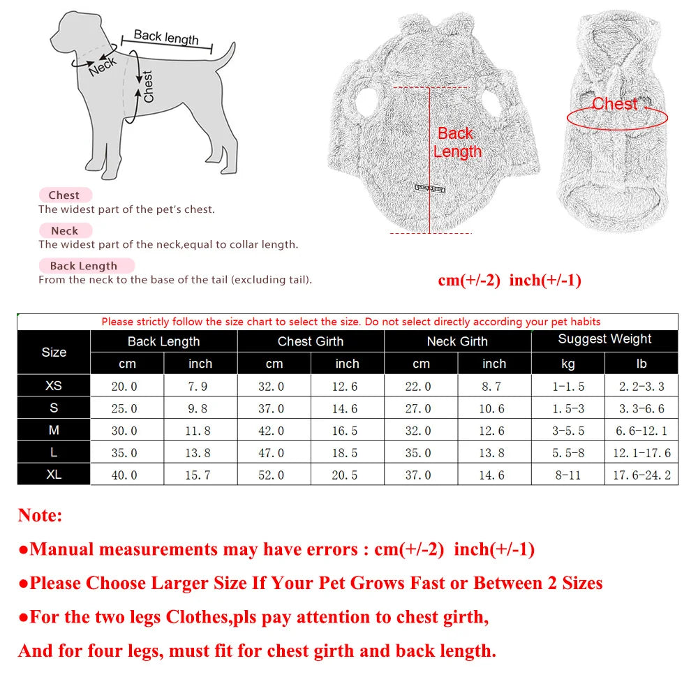 Soft Fleece Dog Hoodie Coat Warm Jacket for Small Medium Dogs and Cats