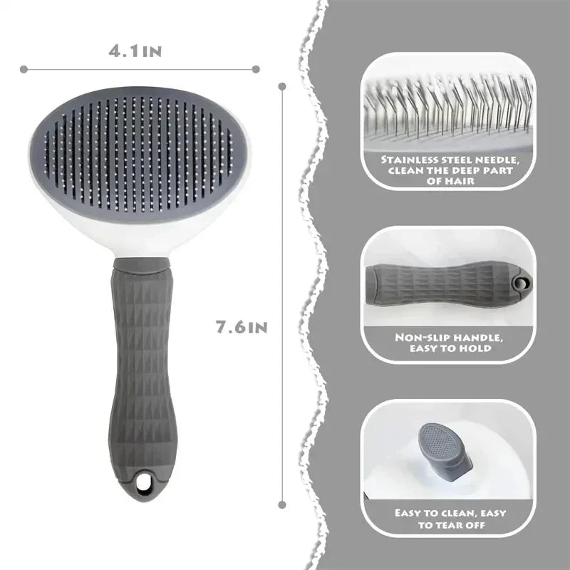 Self Cleaning Pet Grooming Brush Dog Cat Hair Remover Comb