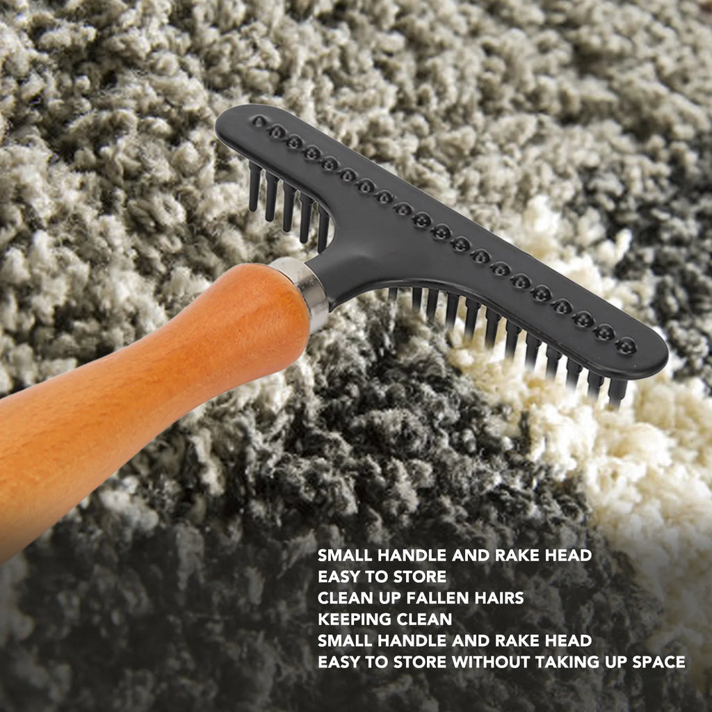 Pet Grooming Rake Brush Wooden Handle Deshedding Comb for Dogs and Cats