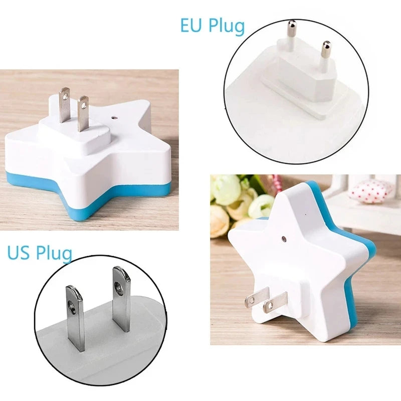 LED Star Night Light Plug In Bedside Lamp for Bedroom and Baby Room