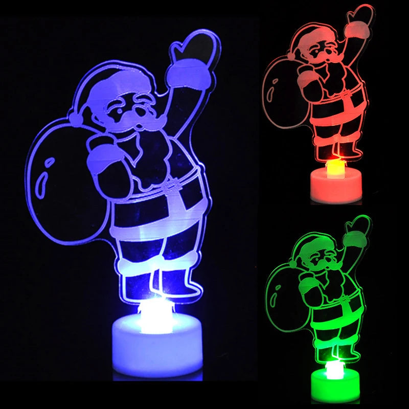 LED Snowman Mini Night Light Colorful Flashing Christmas Party Lamp