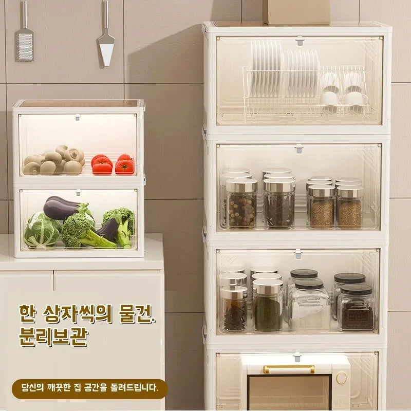 Foldable Office Storage Cabinet Stackable Multi Layer Organizer Box