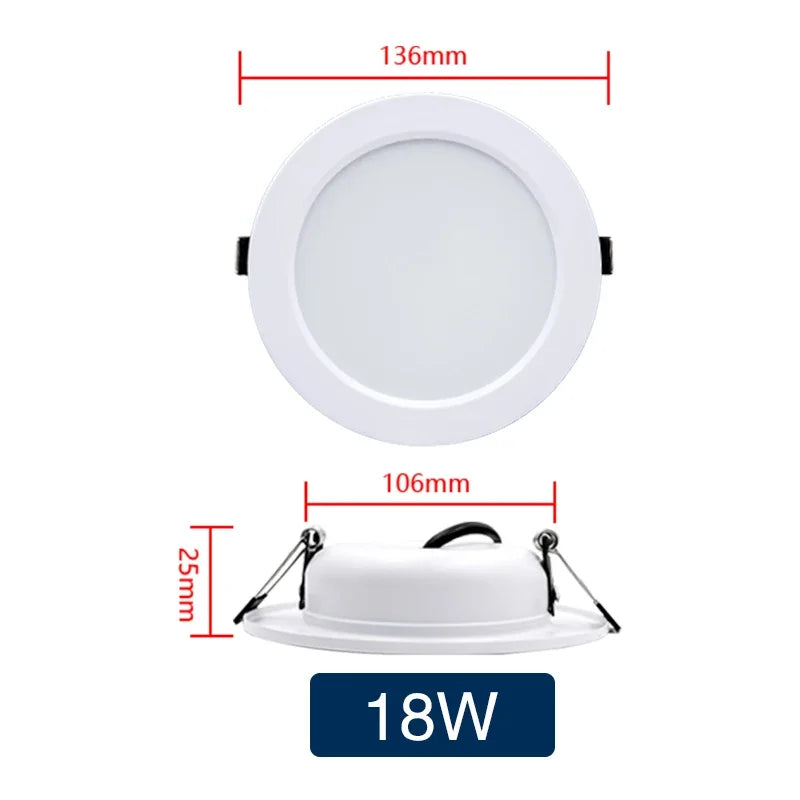 LED Recessed Ceiling Downlight 5W 9W 12W 15W 18W Round Panel Light