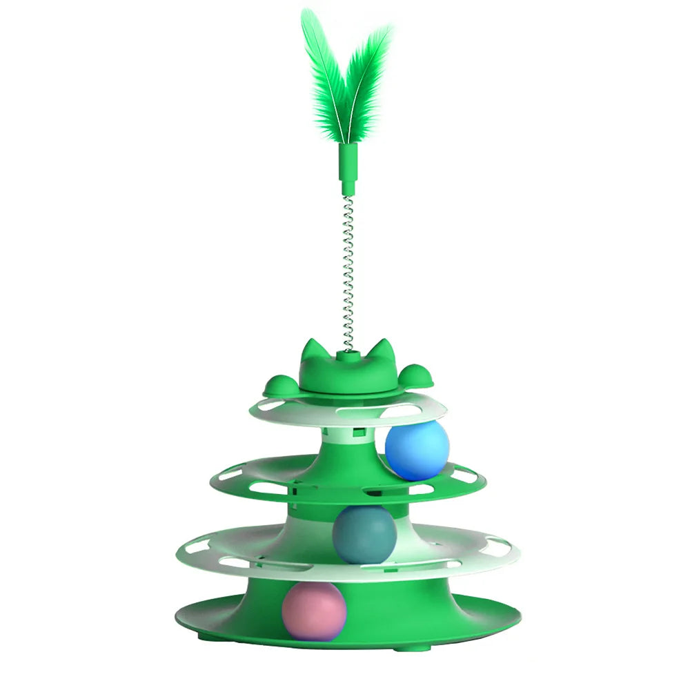 Interactive Cat Turntable Toy with Teaser Wand and Balls