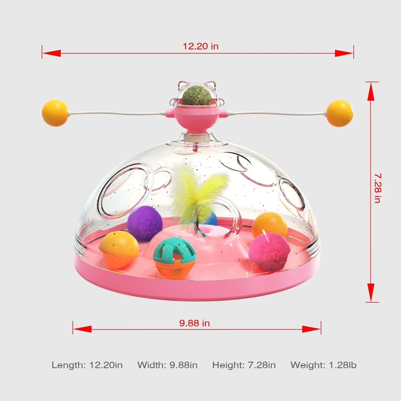 Interactive Cat Puzzle Toy Spinning Track Ball and Feather Teaser