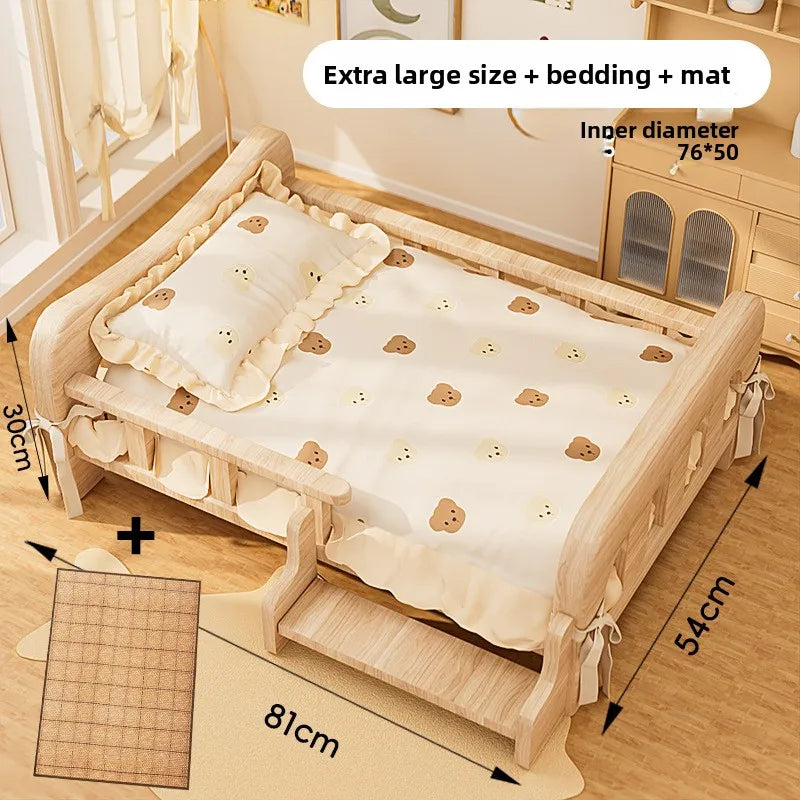 Solid Wood Pet Bed All Season Cat Dog Sleeping Sofa Furniture