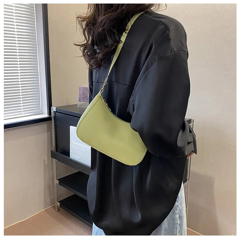 Solid Color Hobo Shoulder Crossbody Handbag