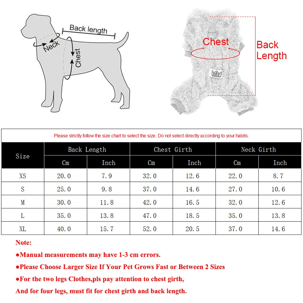 Warm Flannel Fleece Dog Jumpsuit with D Ring for Small Medium Dogs