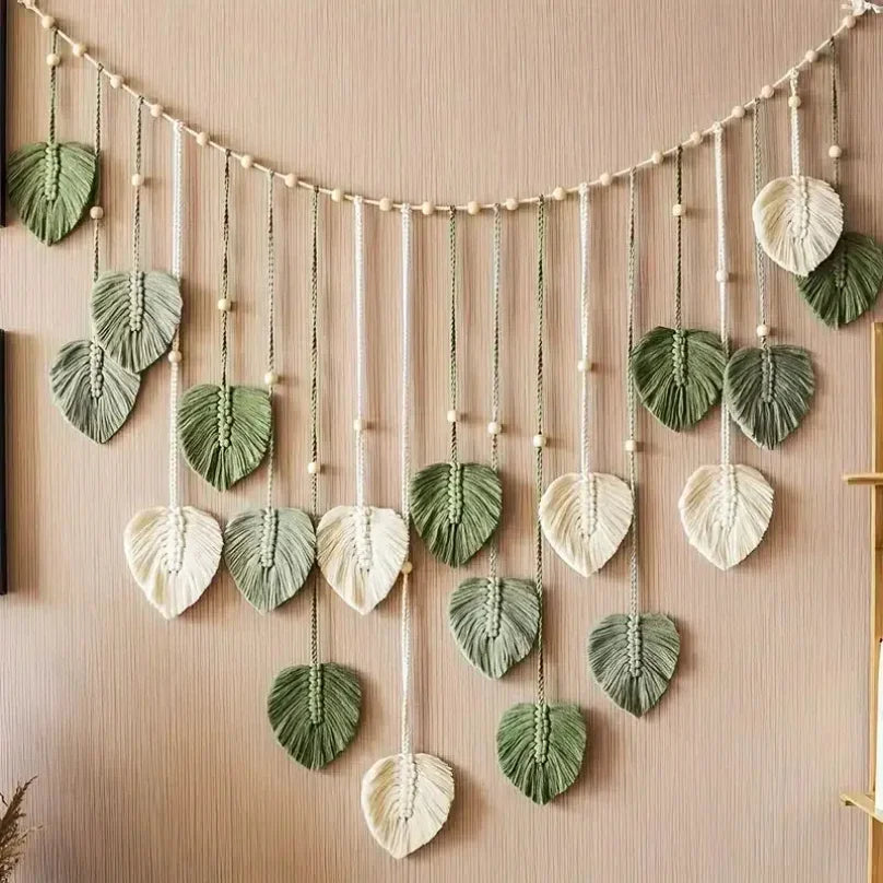 Bohemian Macrame Leaf Wall Art Hanging Tapestry