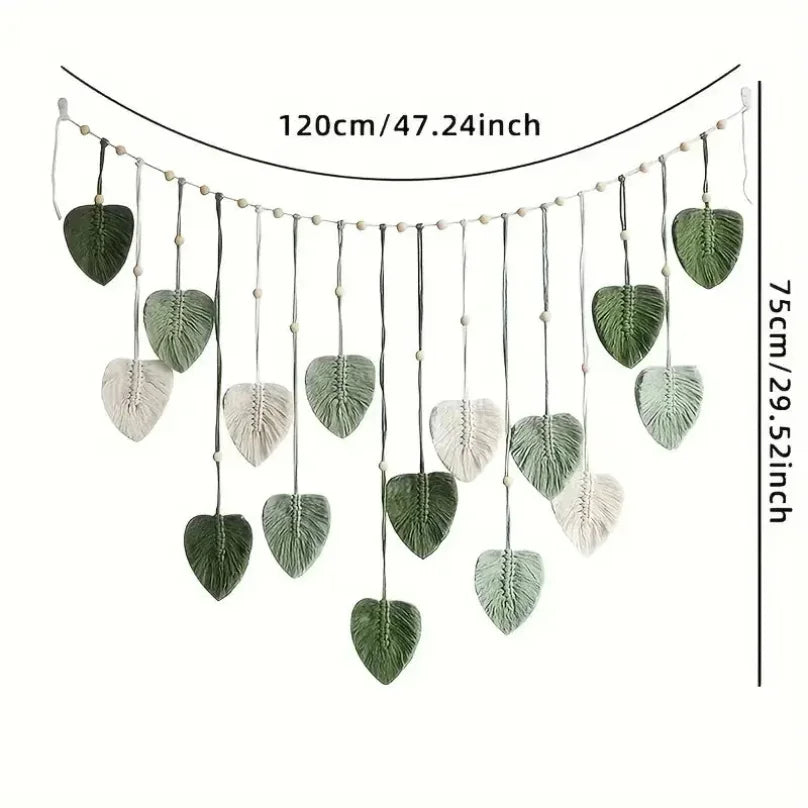 Bohemian Macrame Leaf Wall Art Hanging Tapestry