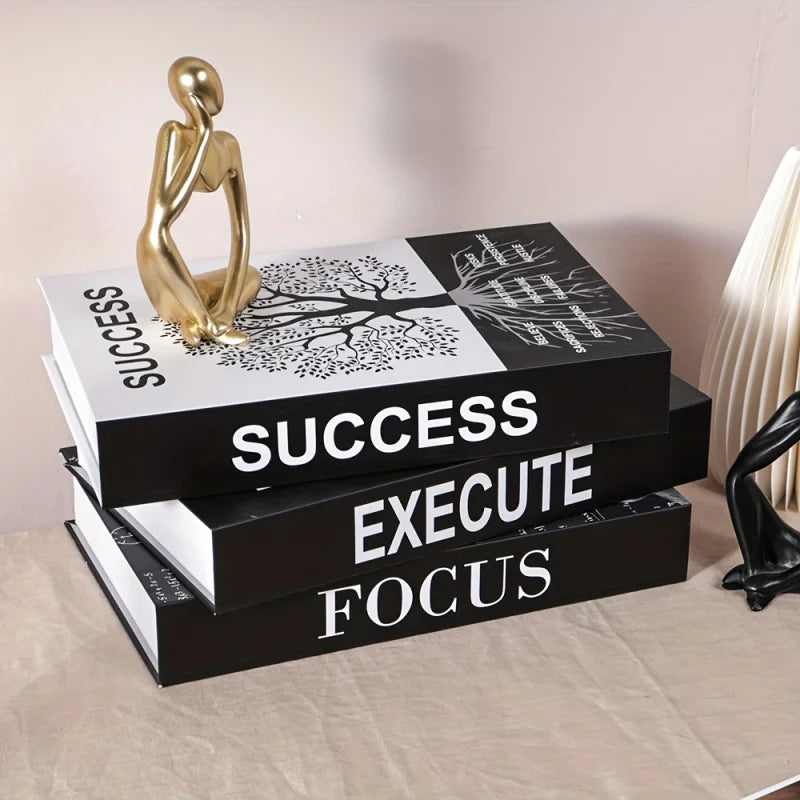 Set of 3 Inspirational Decorative Books for Home Office Desk Decor