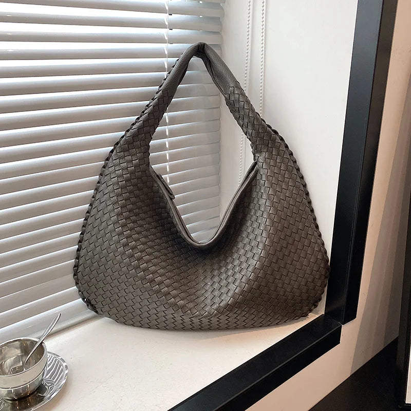 Italian-Inspired Hobo-Style Woven Shoulder Tote Bag