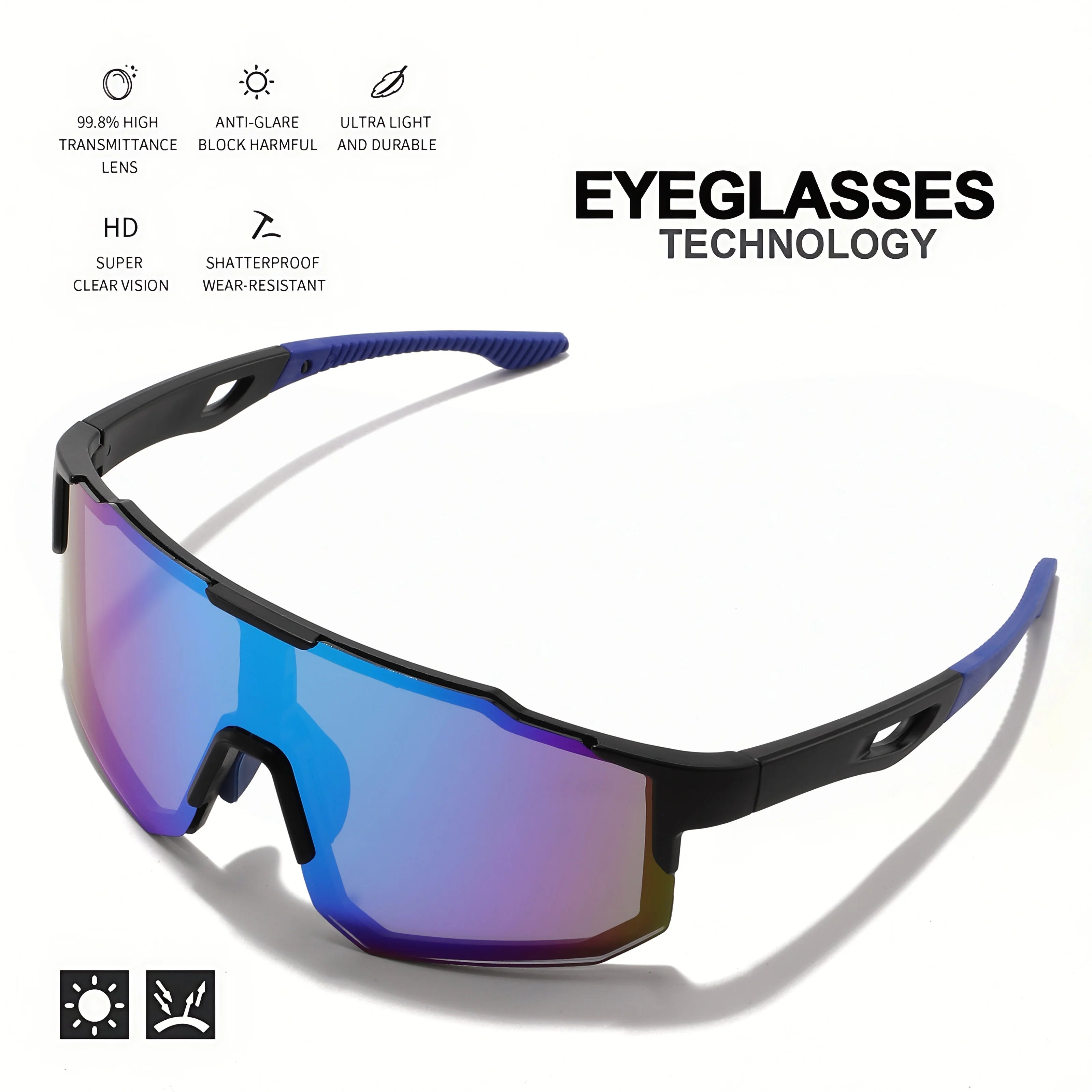 Oversized Wraparound Sports Sunglasses UV400 for Cycling Hiking Outdoor