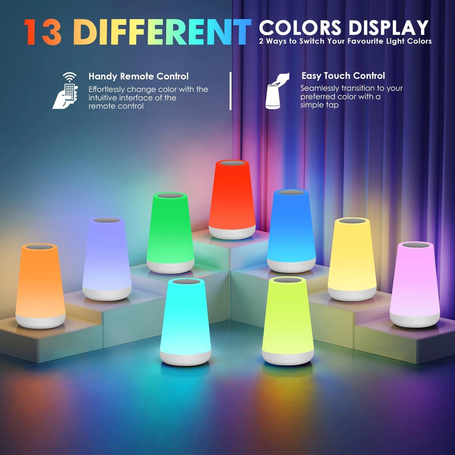RGB Color Changing LED Night Light USB Rechargeable Touch Lamp