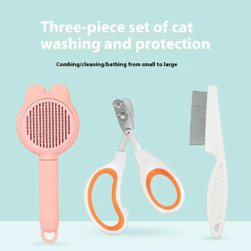 3 Piece Cat Grooming Set Nail Clippers Comb and Brush