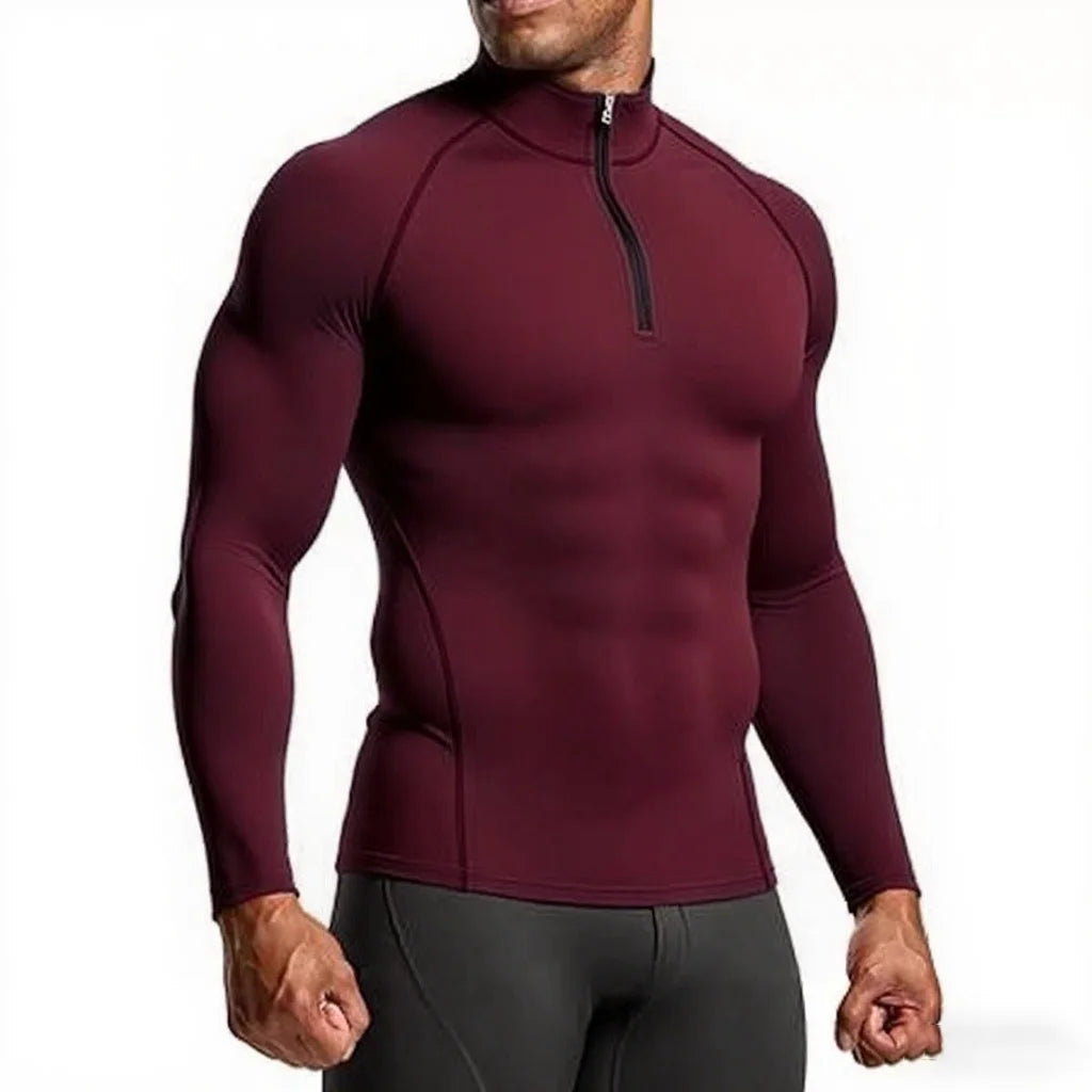 Mens Long Sleeve Compression Gym Shirt Fitness Running Top
