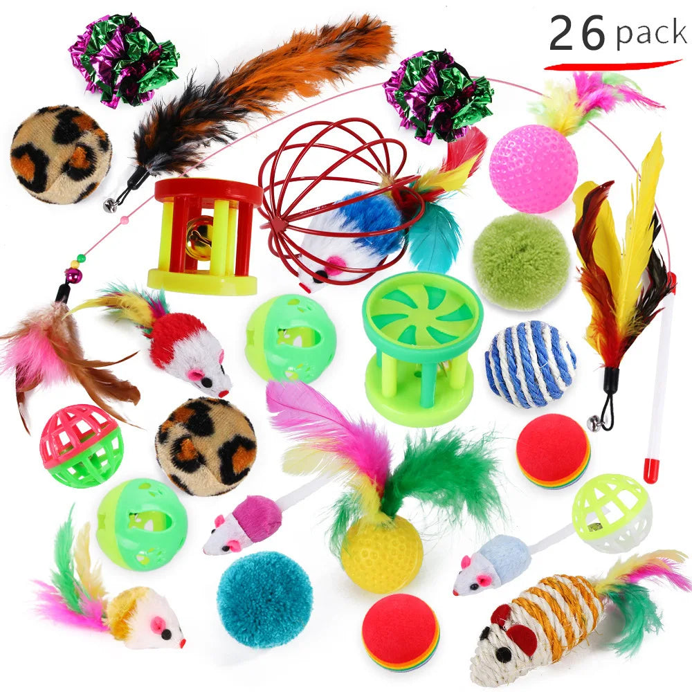 Interactive Cat Toy Set Teaser Wand and Plush Mouse for Kittens