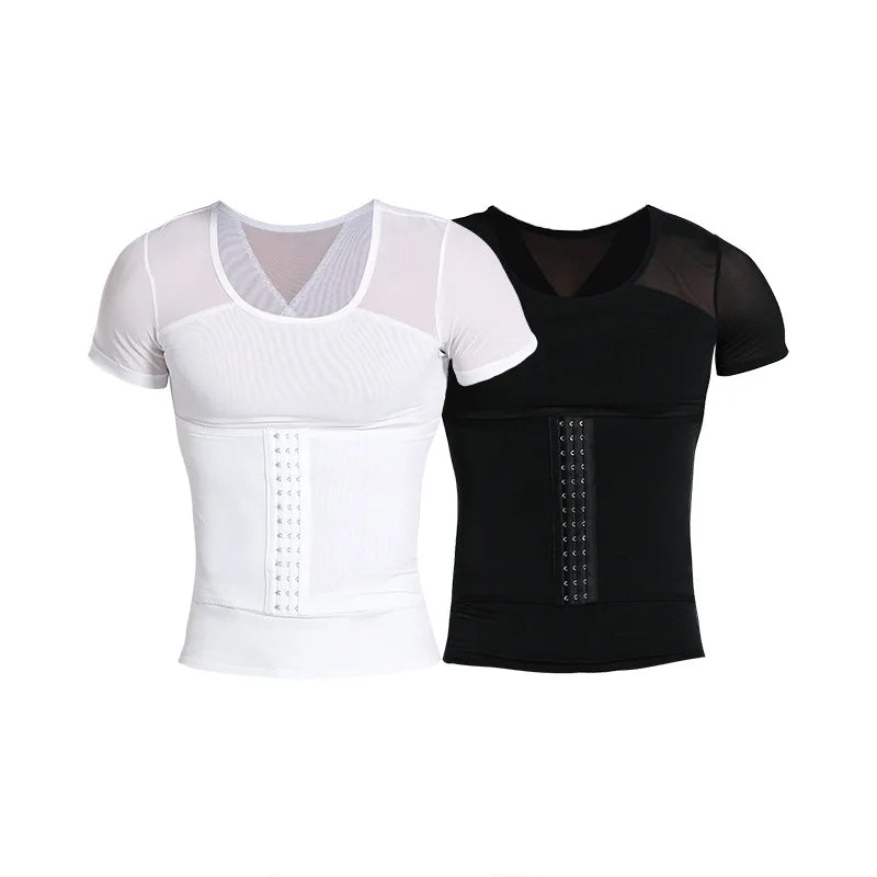 Mens Tummy Control Shapewear T Shirt Waist Trainer Body Shaper
