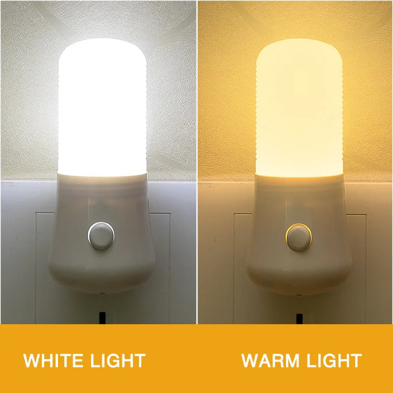 LED Plug In Night Light Push Button Wall Lamp for Bedroom
