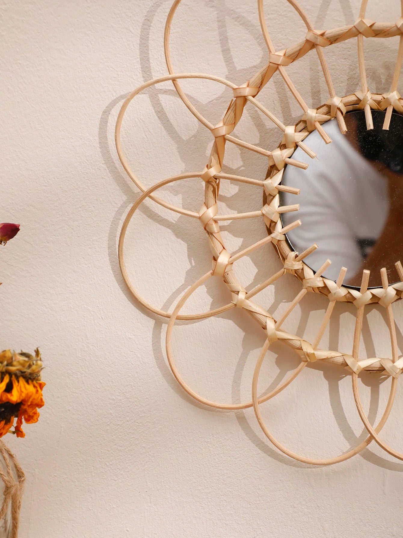 Sunflower Handwoven Rattan Decorative Wall Mirror