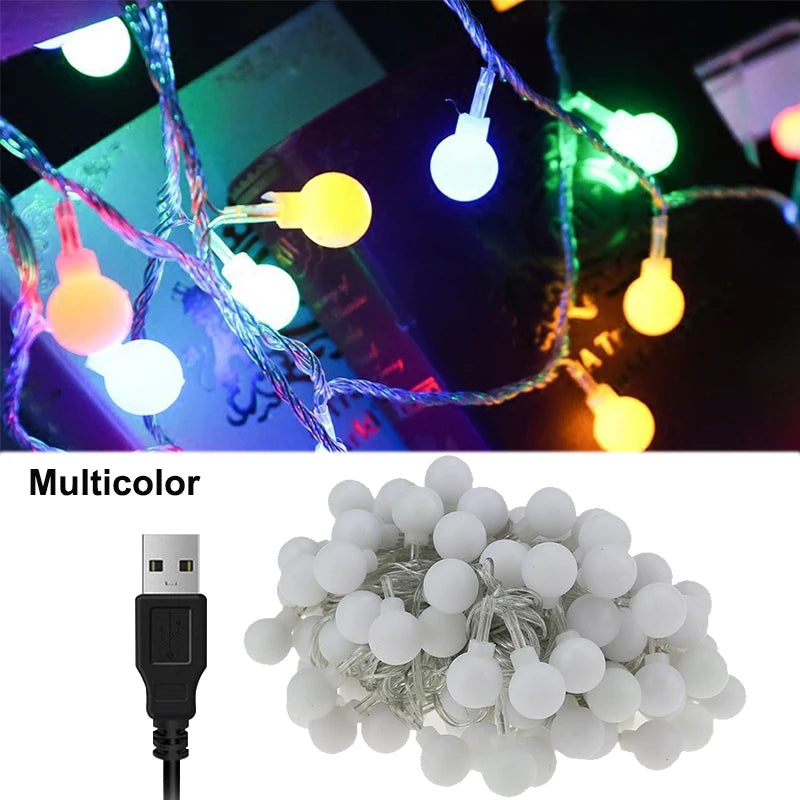 USB LED Festoon String Lights Waterproof Ball Fairy Lights