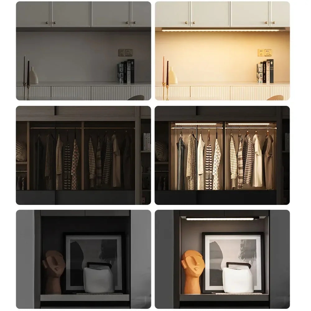 LED Motion Sensor Bar Light USB Rechargeable Cabinet Night Light