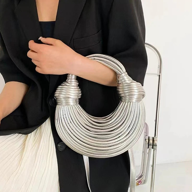 Creative Handwoven Rope Knotted Noodle Hobo Handbag