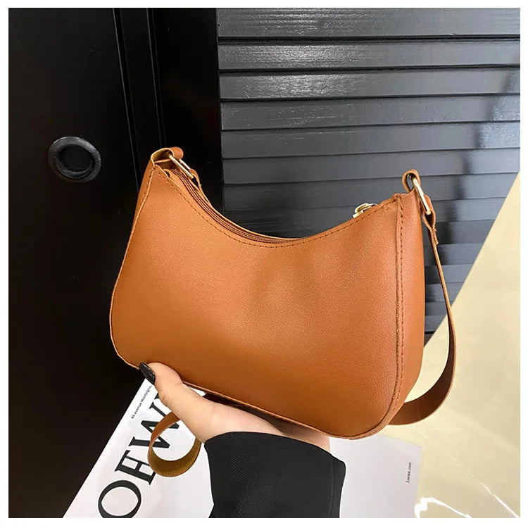 Solid Color Hobo Shoulder Crossbody Handbag