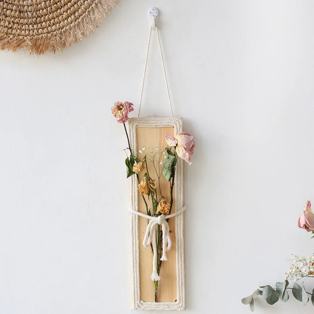 Bohemian Hand Woven Rope Wood Wall Decor for Living Room