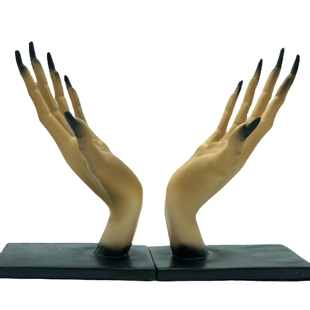 Gothic Halloween Monster Hand Bookends Spooky Shelf Decor