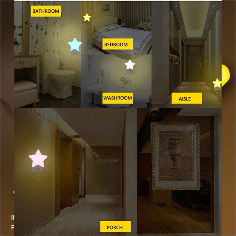 LED Star Night Light Plug In Bedside Lamp for Bedroom and Baby Room