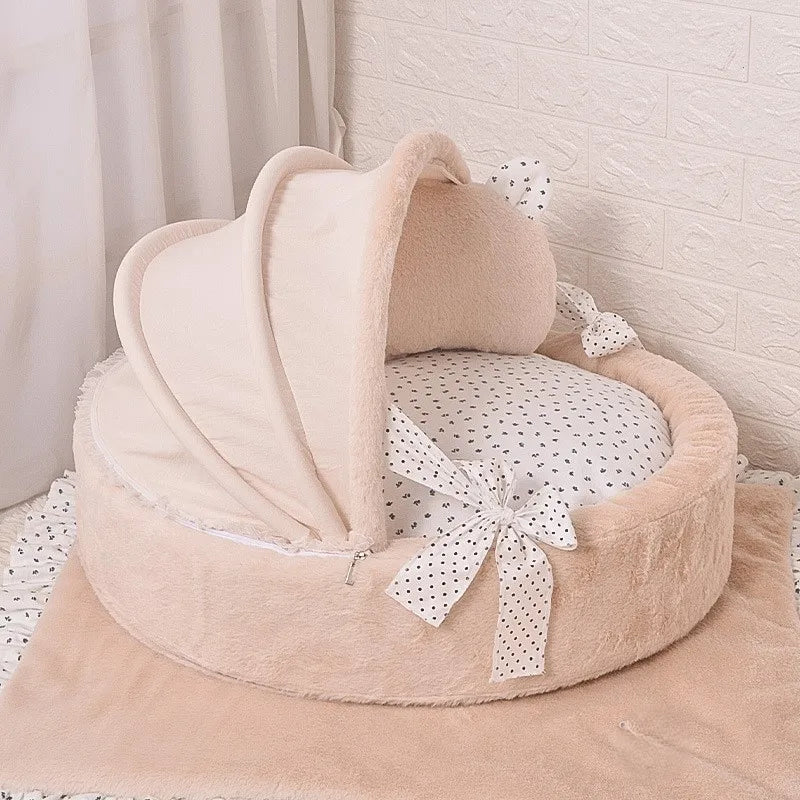 Luxurious Plush Pet Cradle Bed for Dogs and Cats – Washable, Non-Slip with Removable Cover
