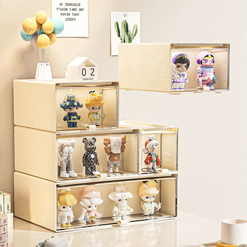 Desktop Storage Box with Drawers Collectibles Display Organizer