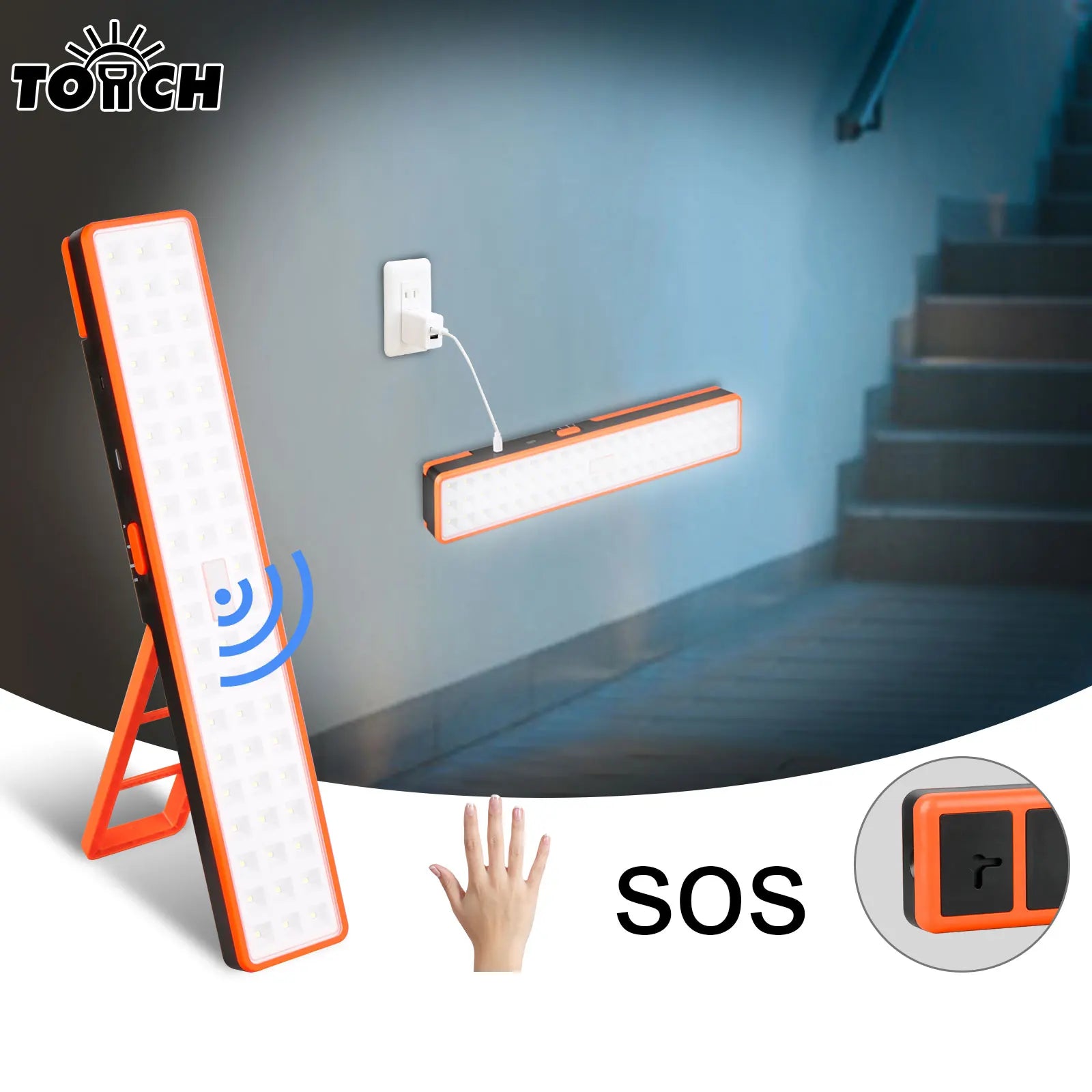 LED Rechargeable Emergency Light Portable Wall Mounted Induction Lamp