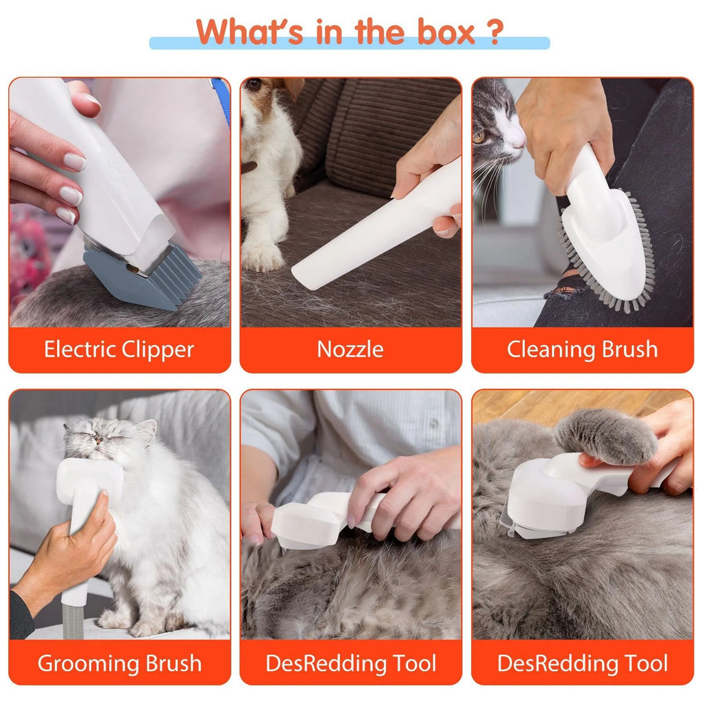 Pet Grooming Vacuum Kit Dog Cat Hair Clipper and Brush