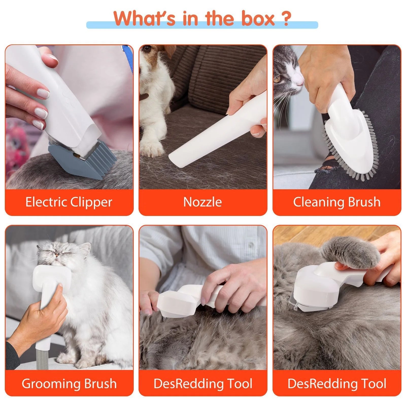 Pet Grooming Vacuum Kit Dog Cat Hair Clipper and Brush